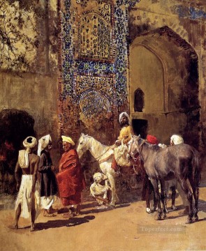 Mezquita de azulejos azules en Delhi, India Edwin Lord Weeks Pinturas al óleo
